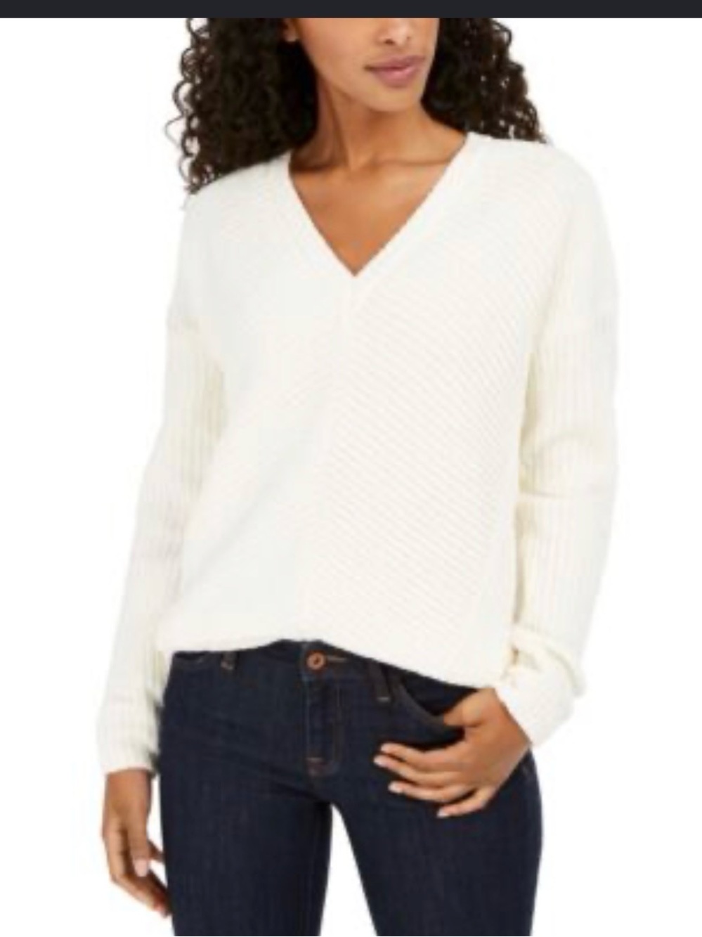 Lucky brand V-Neck White Sweater